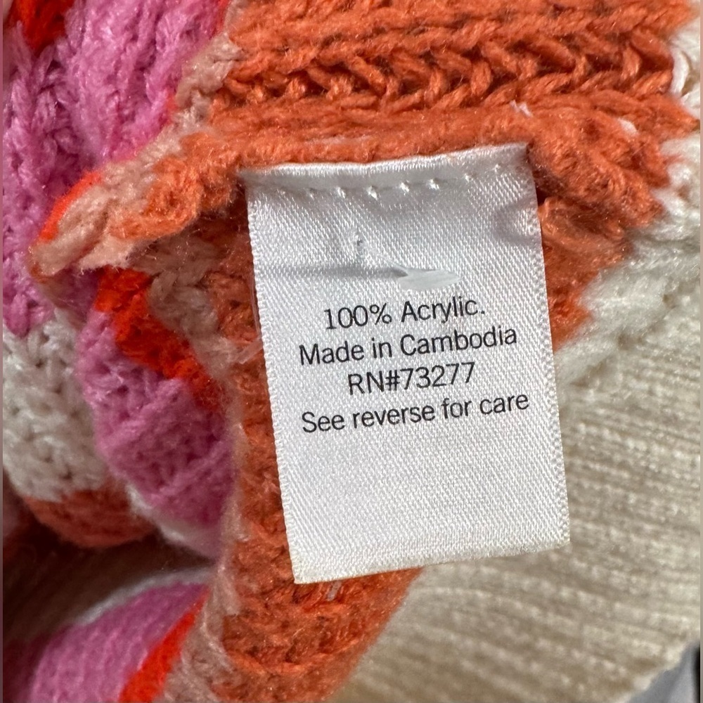 SO Girl's Striped Sweater - Cream, Pink, and Orange Size XL 14/16 - Picture 7 of 9